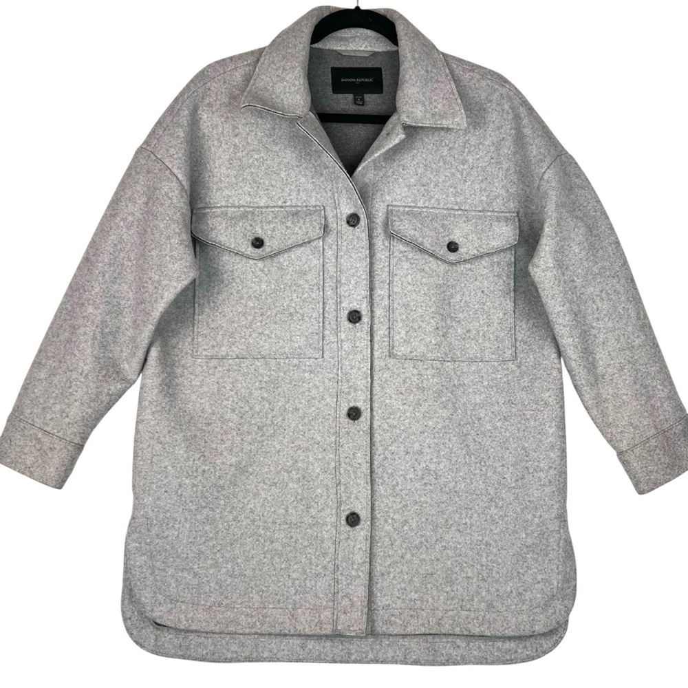 Banana Republic Shirt Coat Heather Grey Sz Small Petite PS Oversized